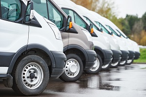 line of commercial vans