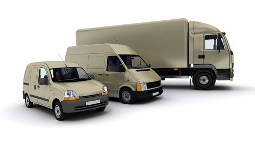 three commercial vehicles lined up